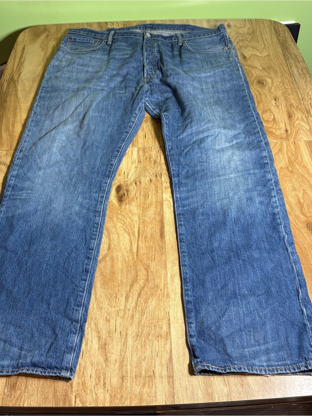 Levi Strauss Levi’s 501 Blue Jeans Mens Size 40x32 Button Fly Denim Frayed Hem